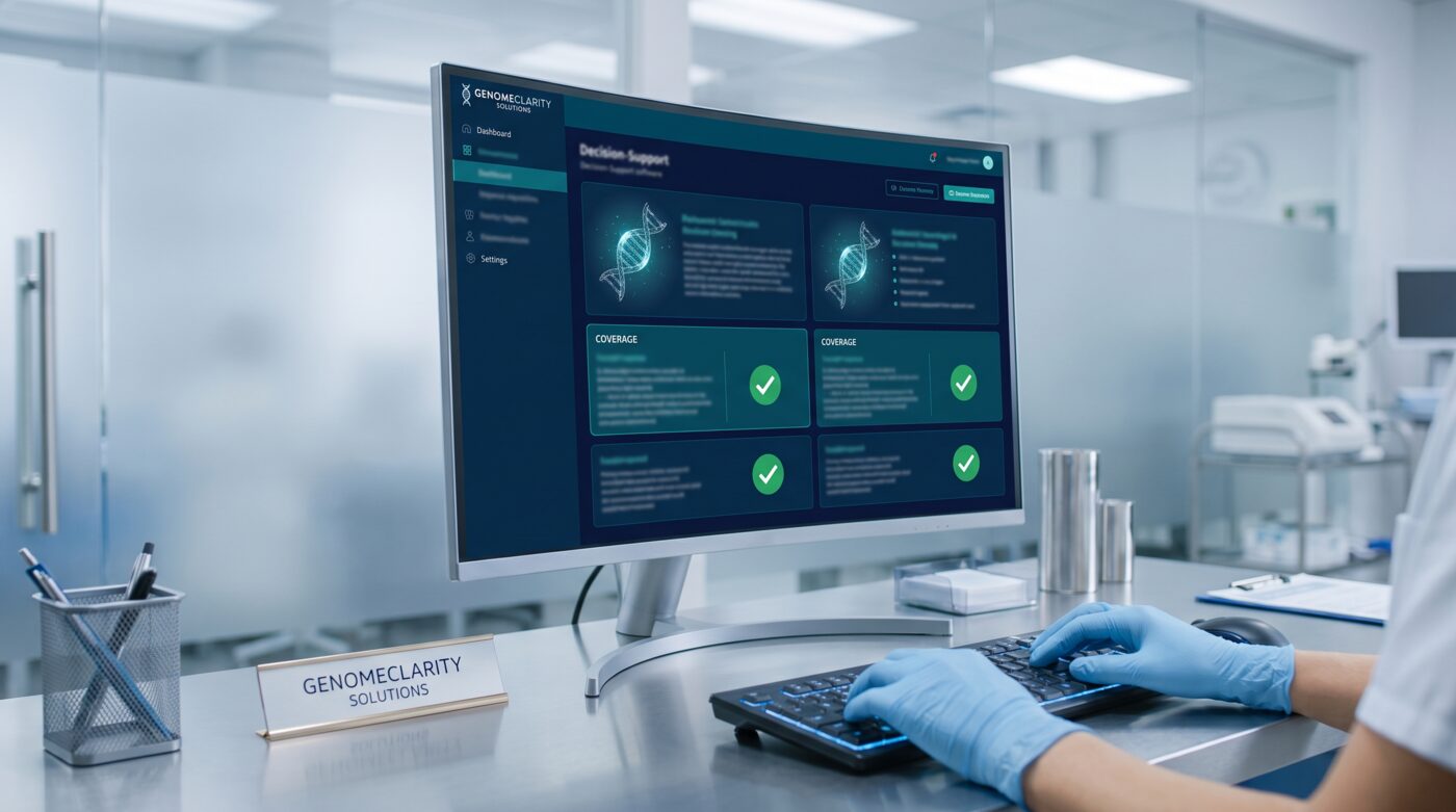 ScreenMyGene genetic test decision support software dashboard in a clinical setting